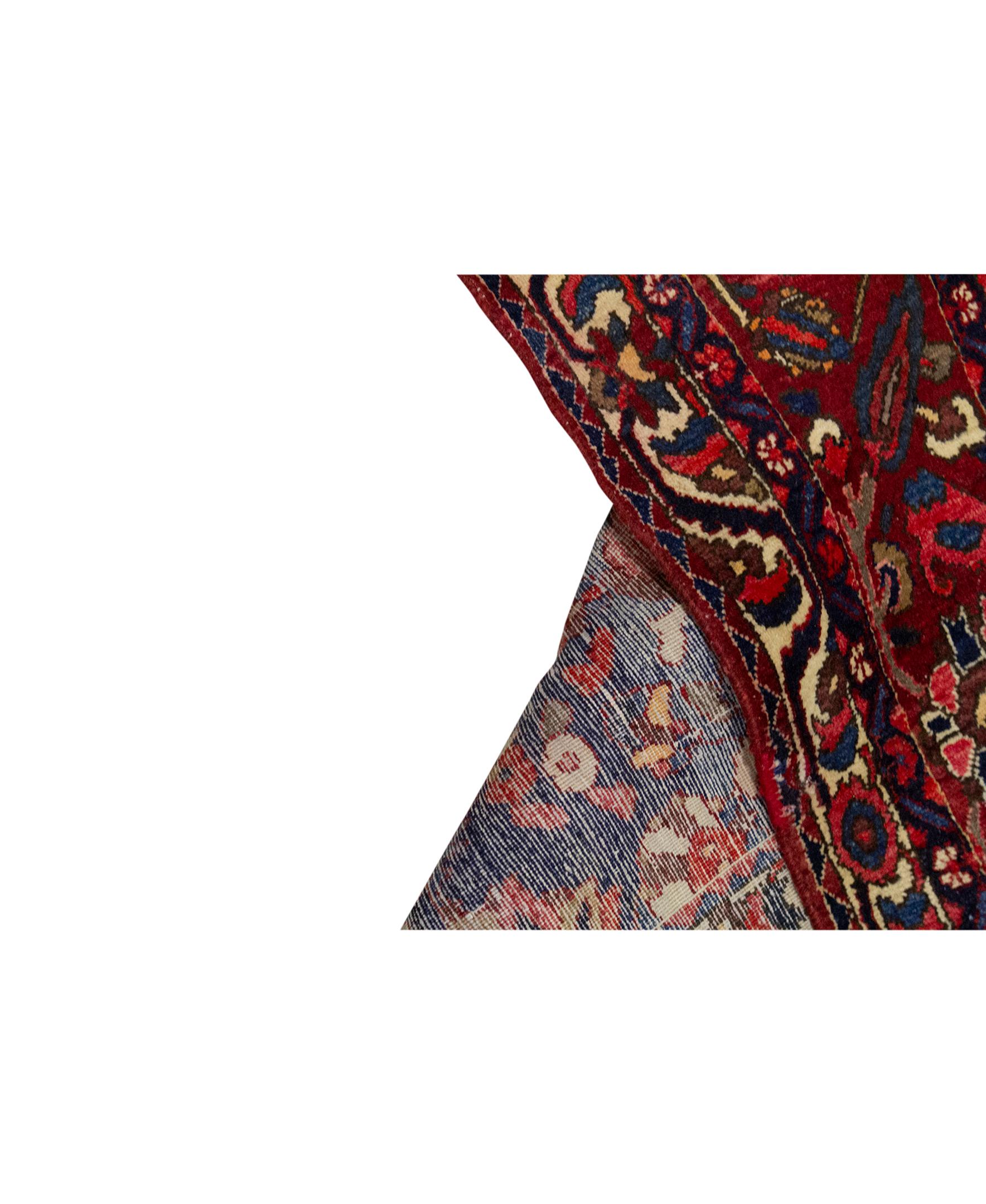 Tradicional Tejido a Mano de Lujo en Lana Persa Semi Antiguo Rojo / Rojo Tejido a mano en venta