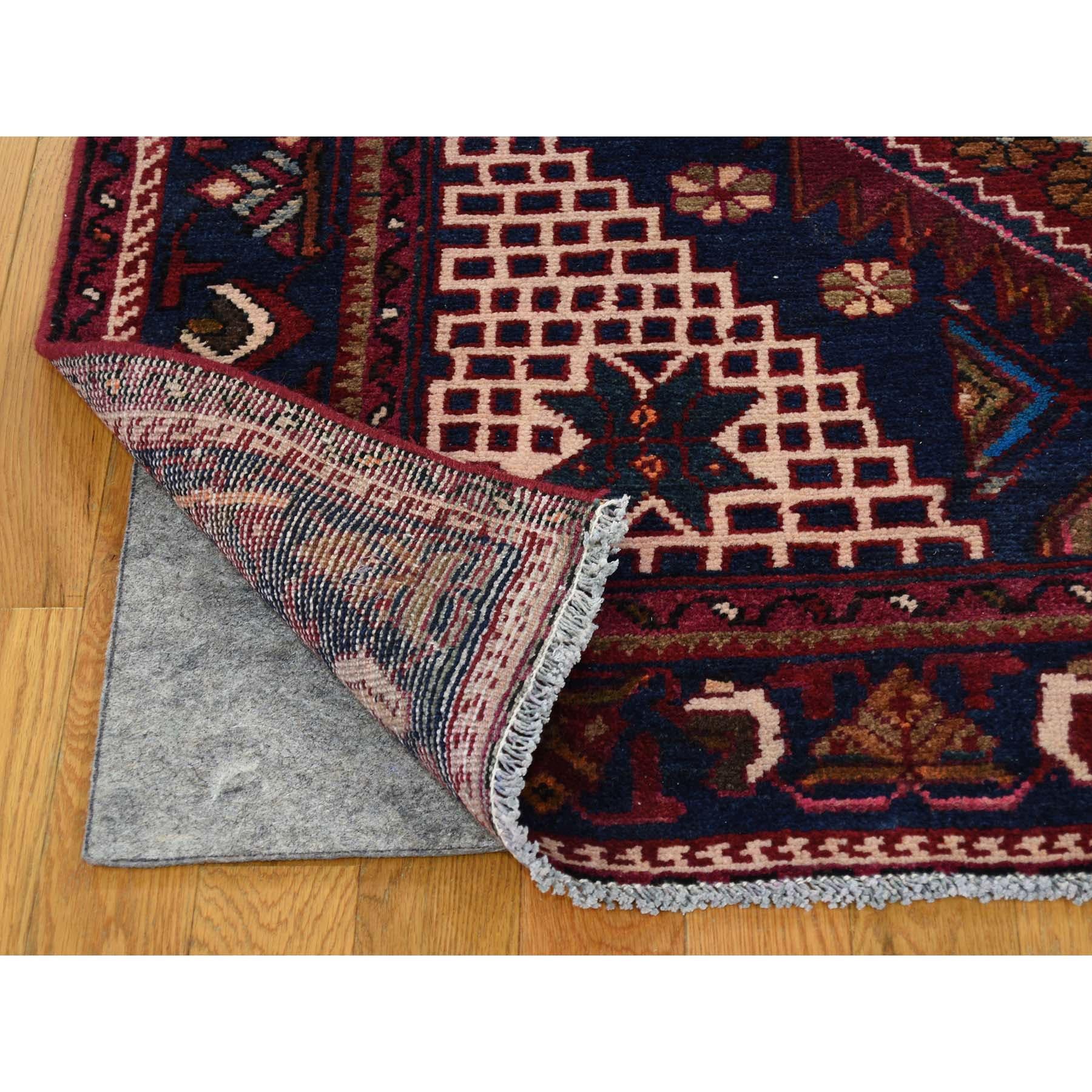 Semi Antique Persian Hamadan Hand-Made Gallery Size Runner Rug, 4'3