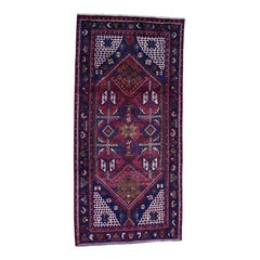 Semi Antique Persian Hamadan Hand-Made Gallery Size Runner Rug, 4'3" x 9'0"
