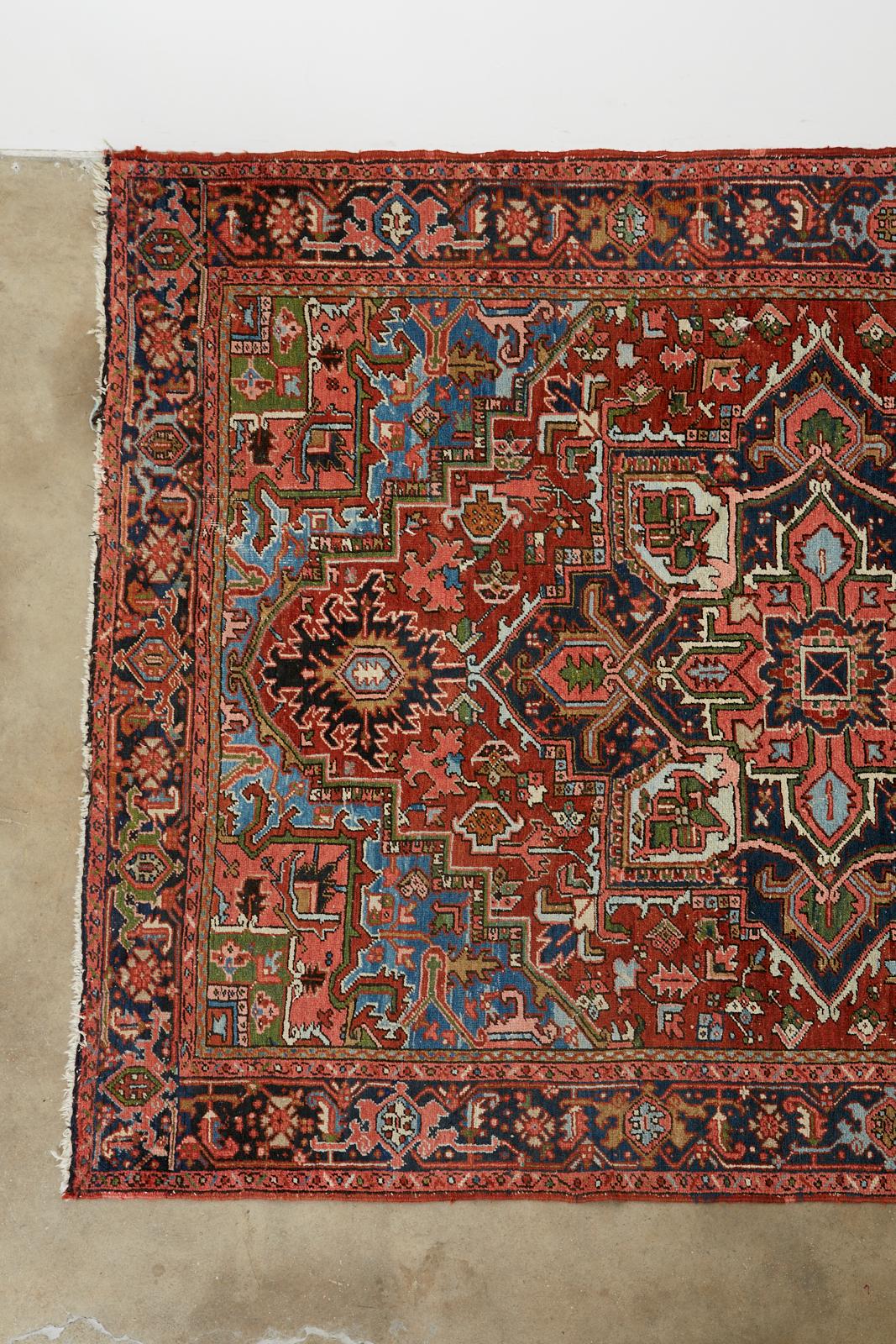 Heriz Serapi Semi Antique Persian Heriz Carpet For Sale