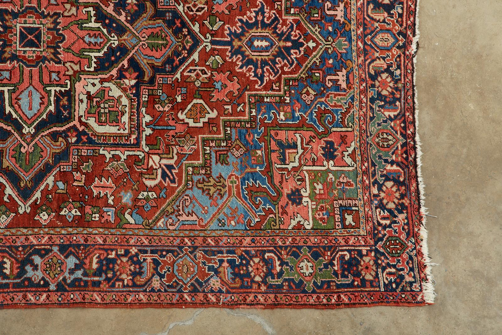 Semi Antique Persian Heriz Carpet For Sale 1