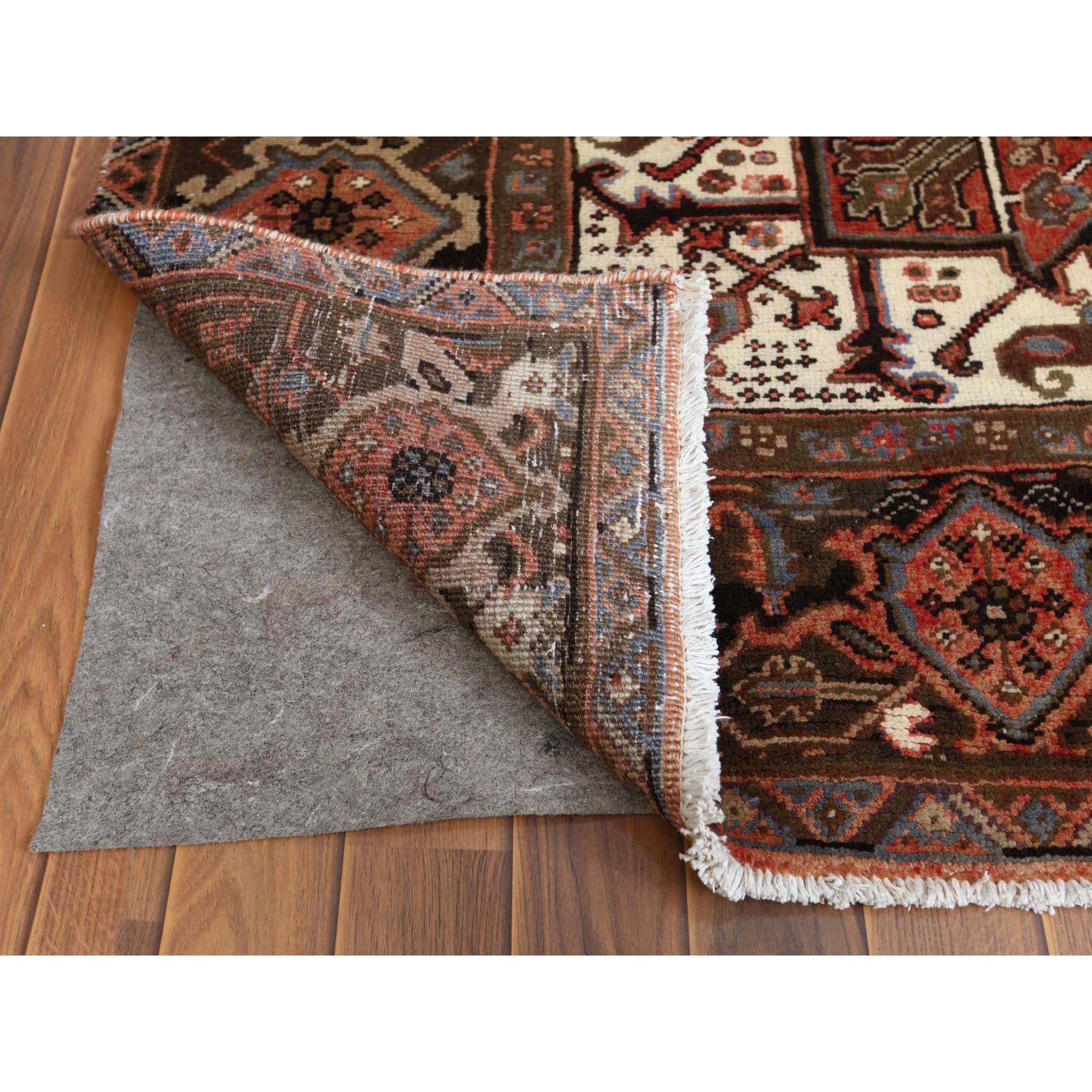 Semi Antique Persian Heriz Cropped Thin Organic Wool Handmade Rug In Good Condition In Carlstadt, NJ