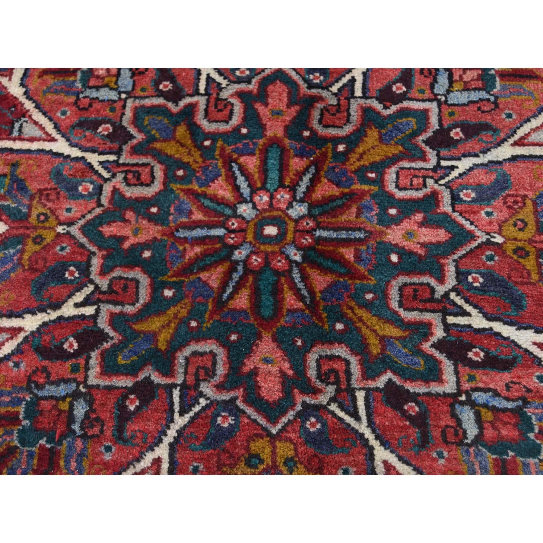 Semi Antique Persian Heriz Flower Design Good Cond Hand Knotted Rug 2