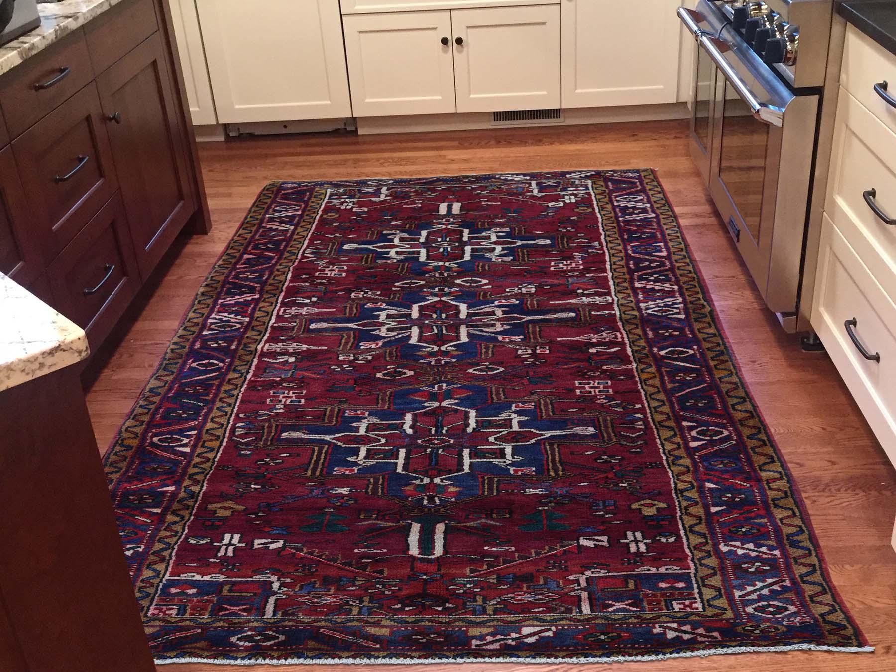 This is a truly genuine one-of-a-kind semi antique Persian Heriz pure wool runner hand-knotted oriental rug. It has been knotted for months and months in the centuries-old Persian weaving craftsmanship techniques by expert artisans. 

Primary