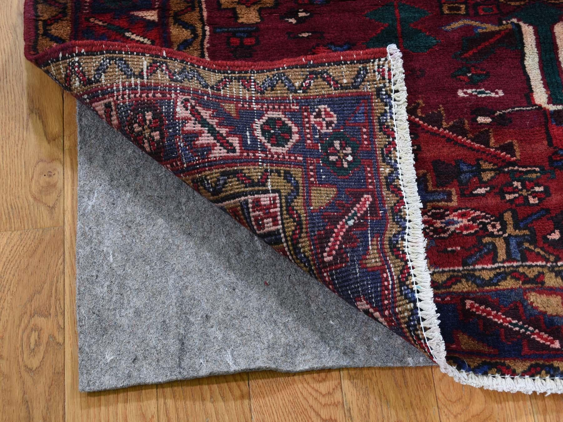 Heriz Serapi Semi Antique Persian Heriz Pure Wool Runner Hand Knotted Oriental Rug