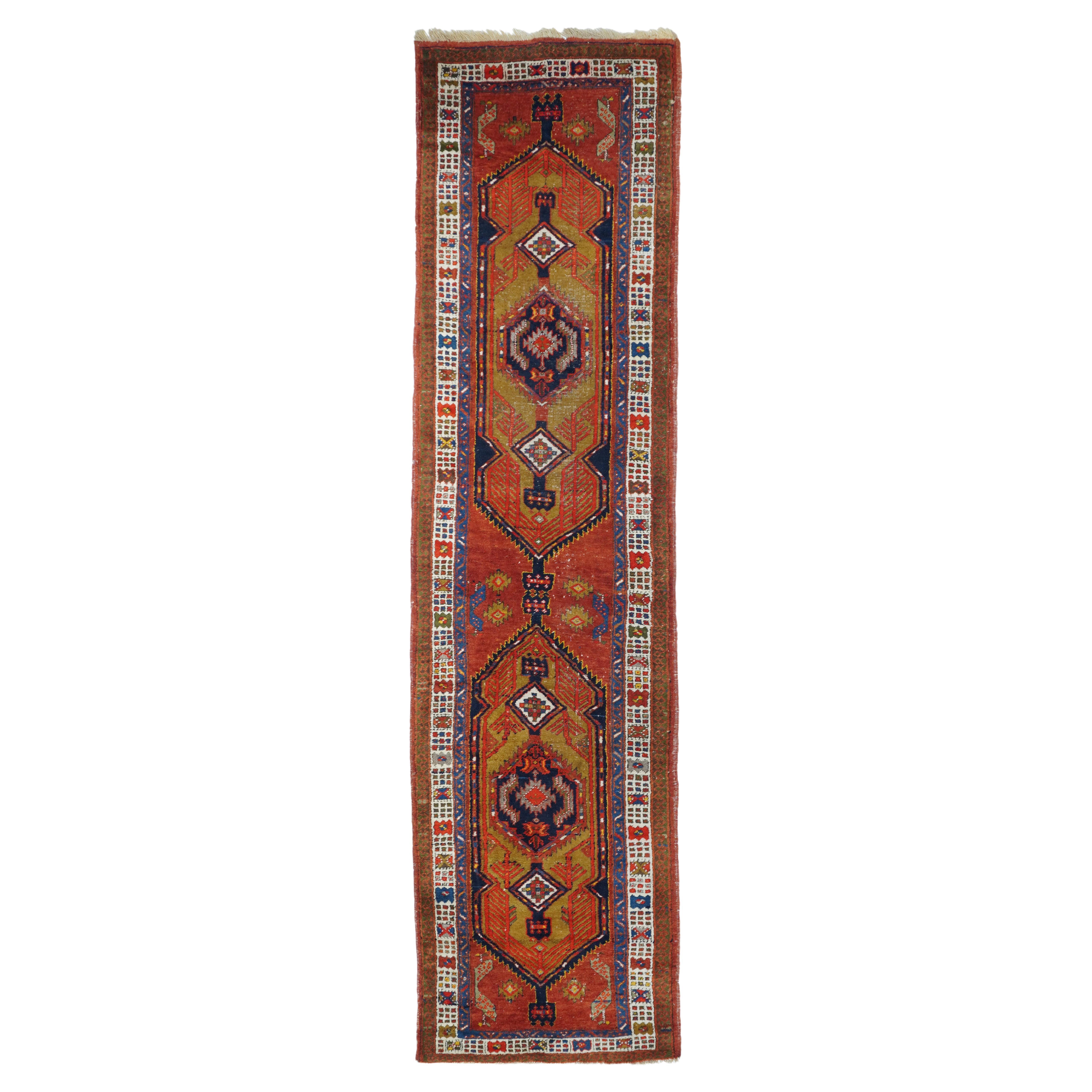 Semi Antique Persian Heriz Rug 2'11'' x 12'2'' For Sale