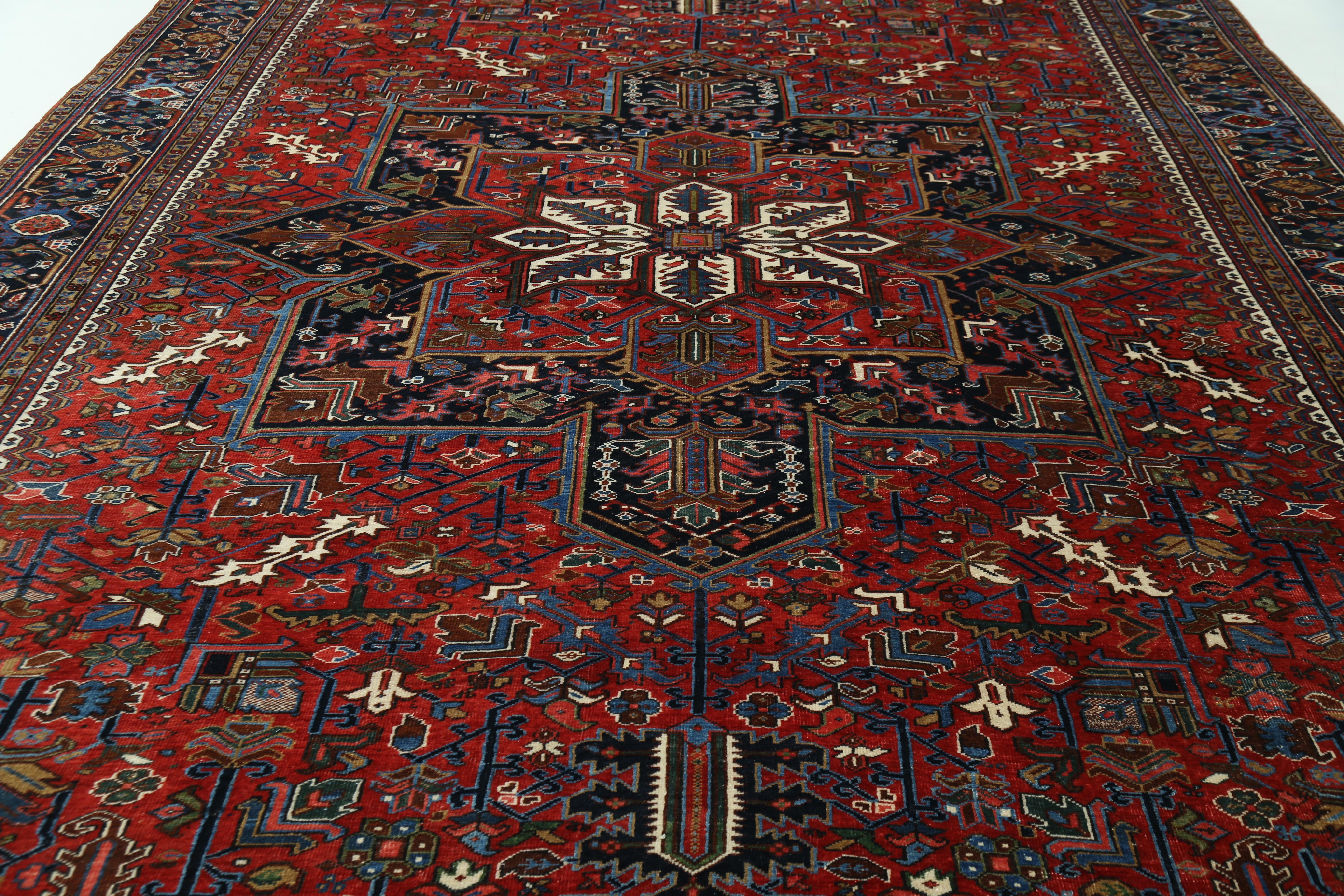 Wool Semi Antique Persian Heriz Rug  For Sale