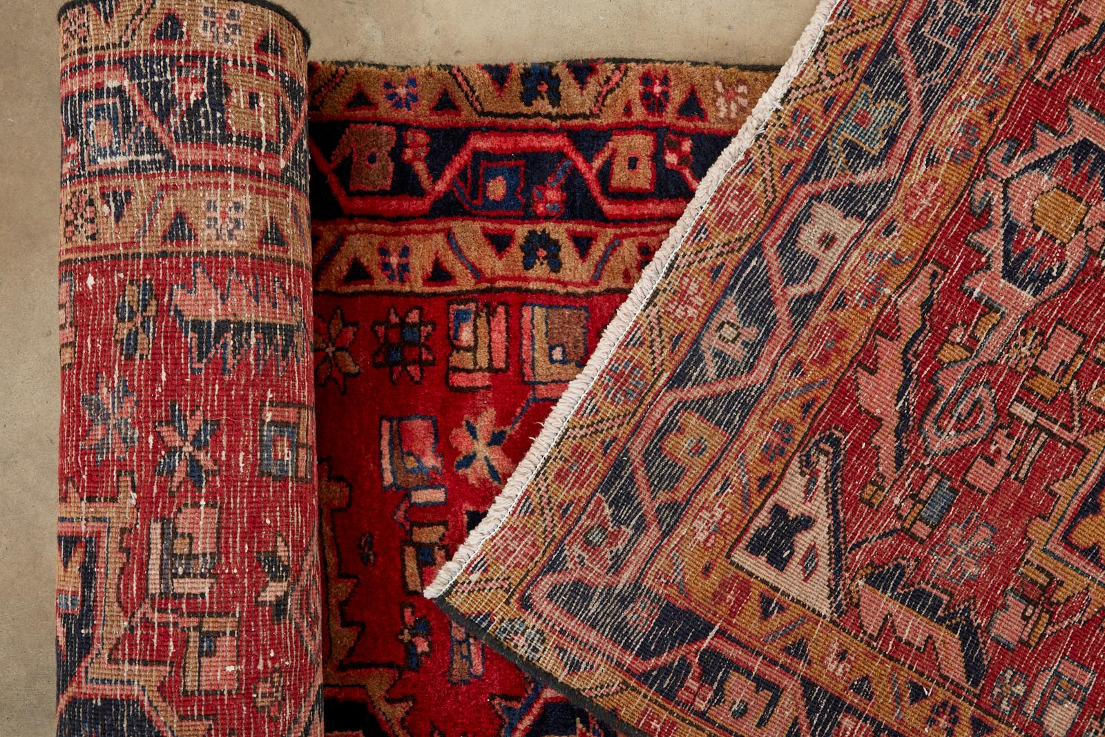 Semi Antique Persian Heriz Tribal Design Runner For Sale 11