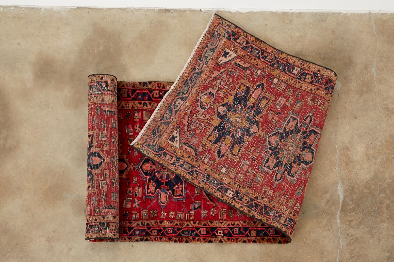 Semi Antique Persian Heriz Tribal Design Runner For Sale 13