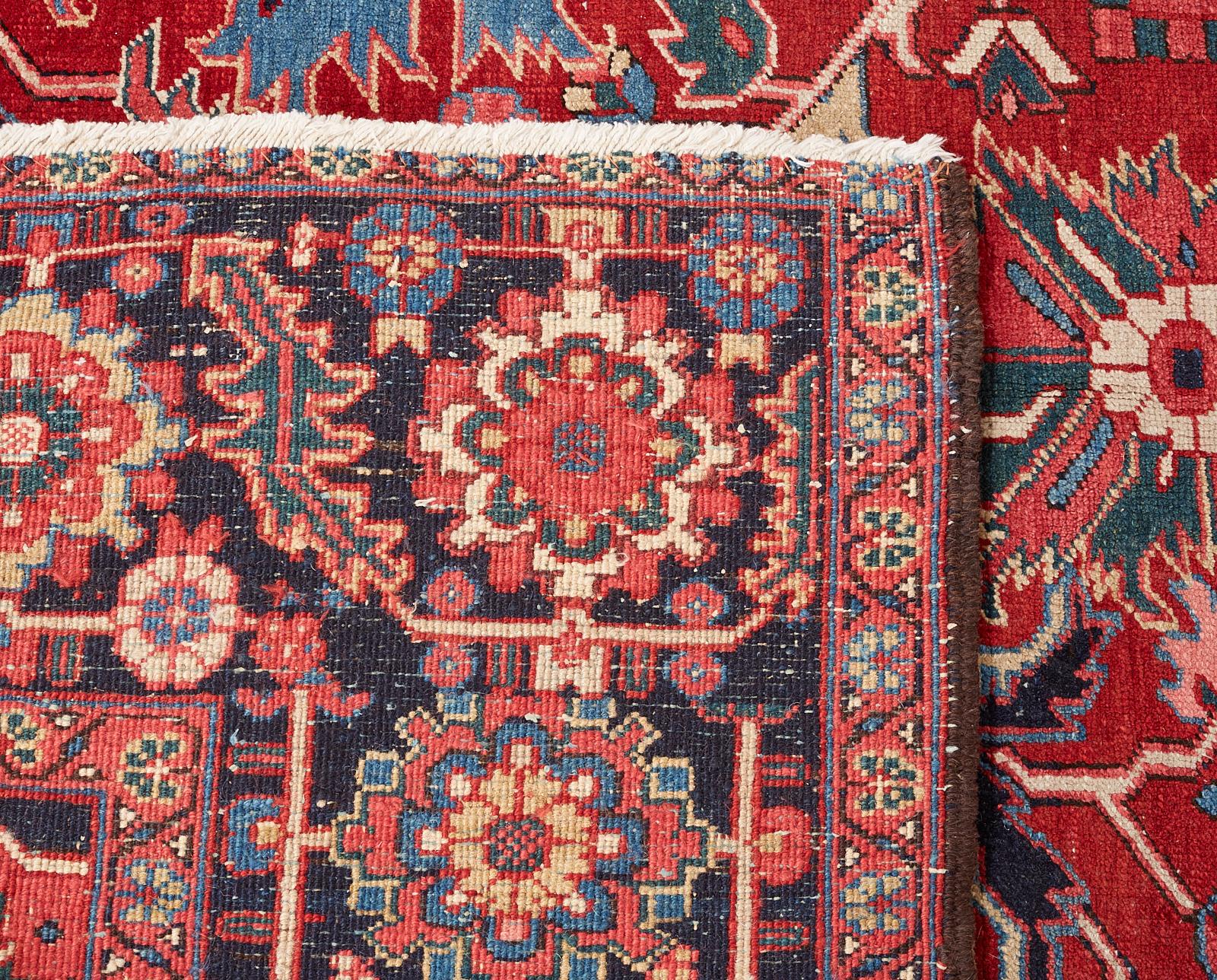Semi Antique Persian Heriz Wool Rug For Sale 8