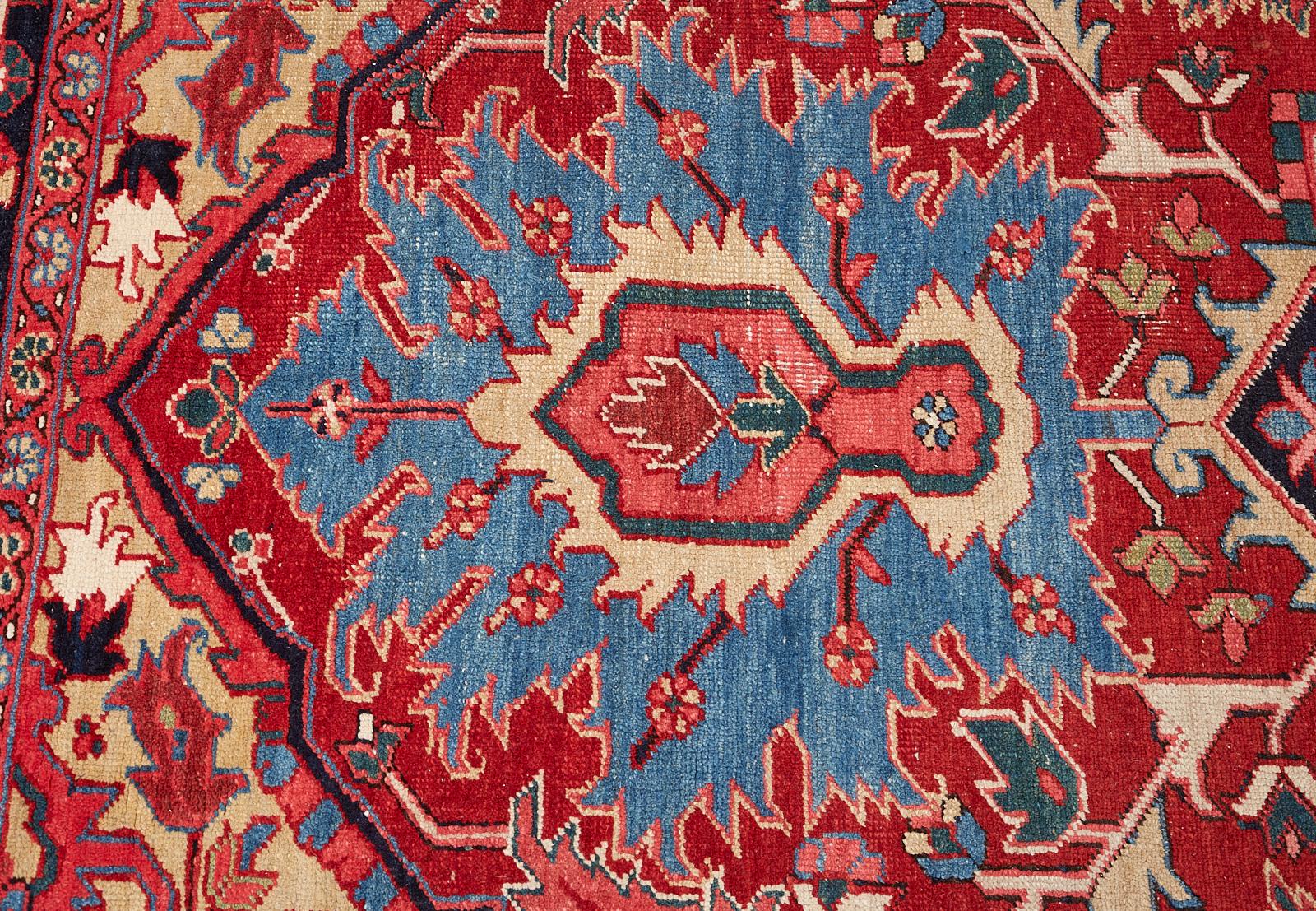 Semi Antique Persian Heriz Wool Rug For Sale 1