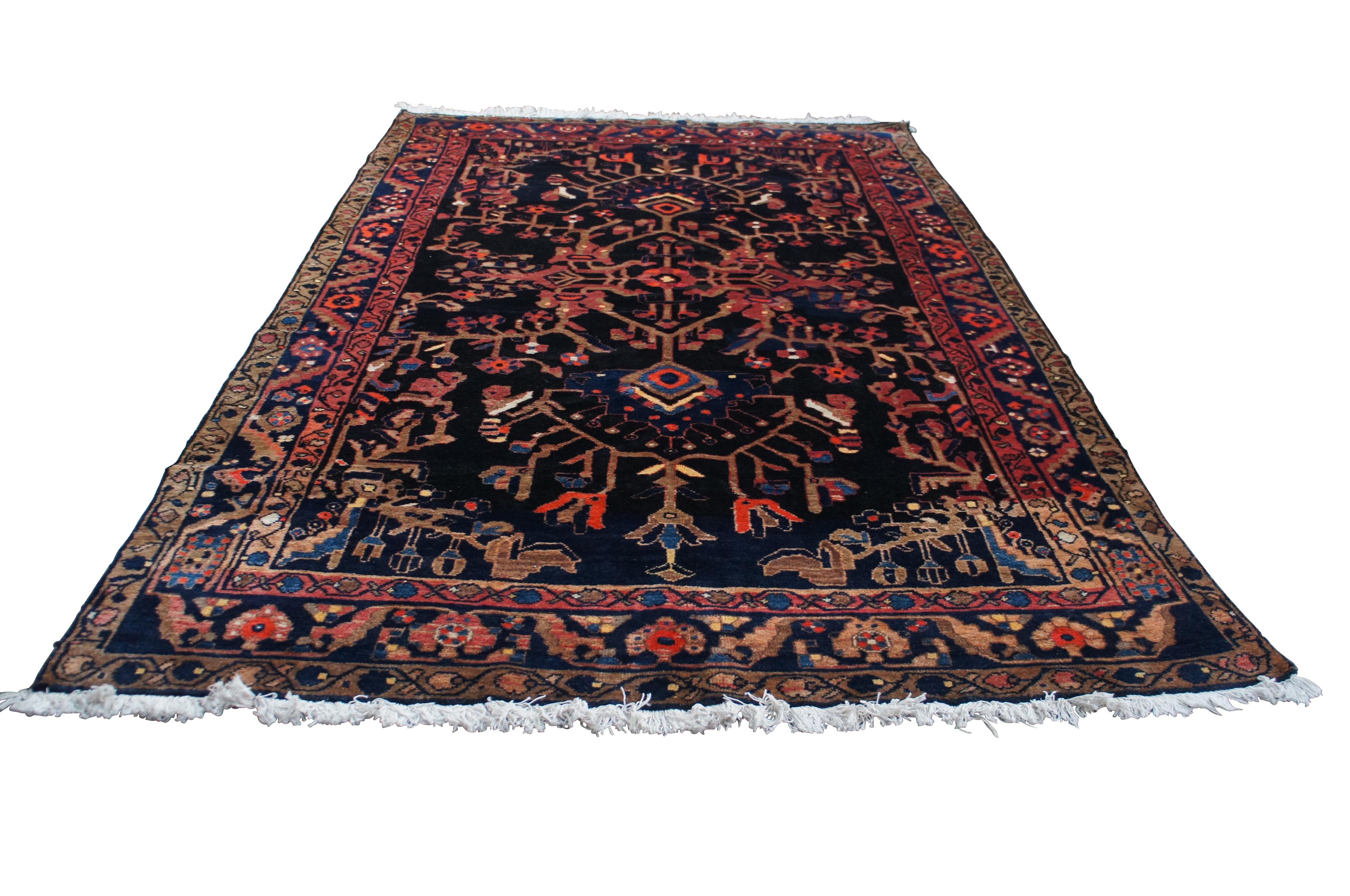 Tappeto d'epoca persiano Iran Hamadan in lana a vite floreale  6.5' x 9.5' In condizioni discrete in vendita a Dayton, OH