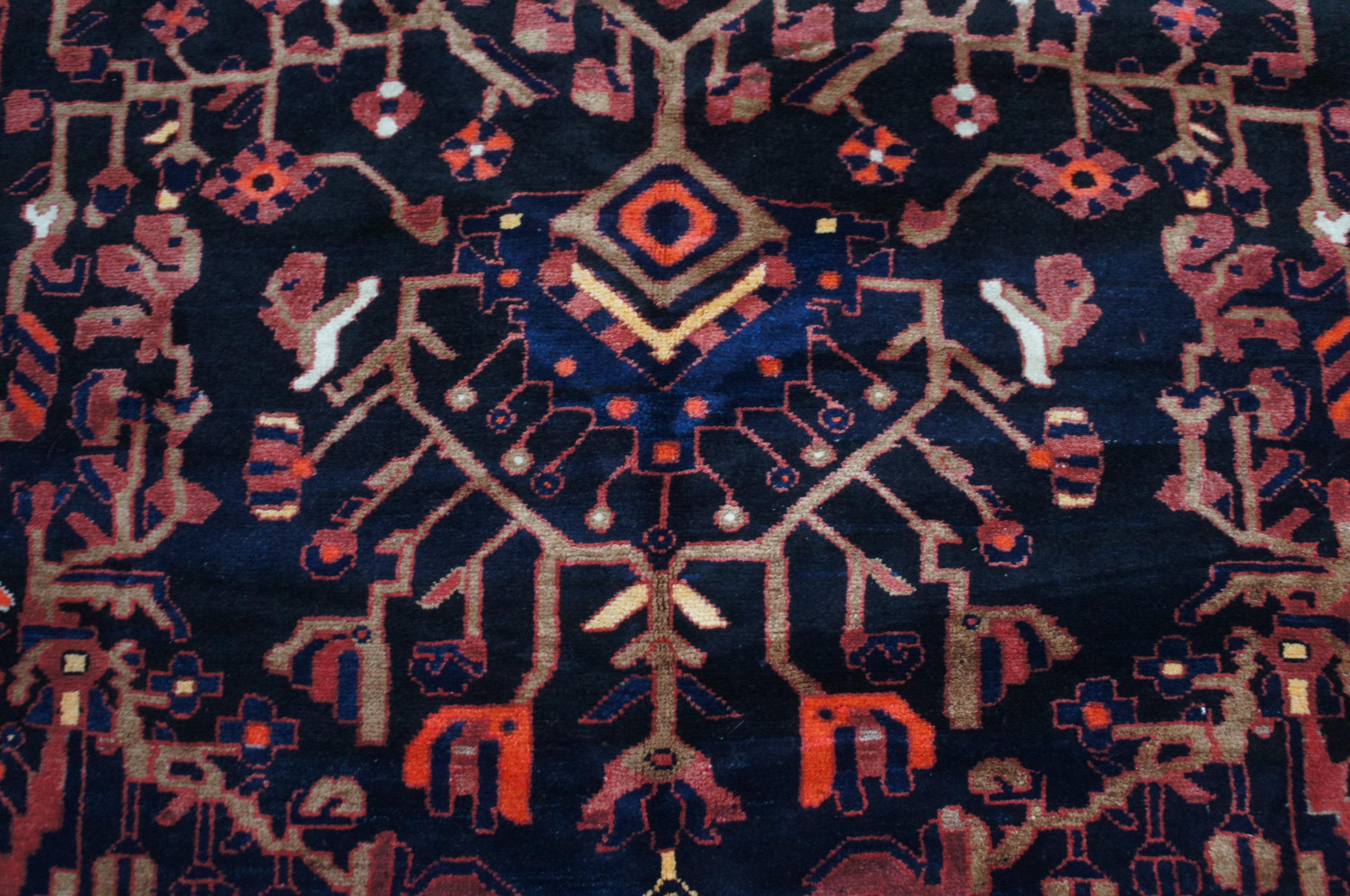 Tappeto d'epoca persiano Iran Hamadan in lana a vite floreale  6.5' x 9.5' in vendita 3