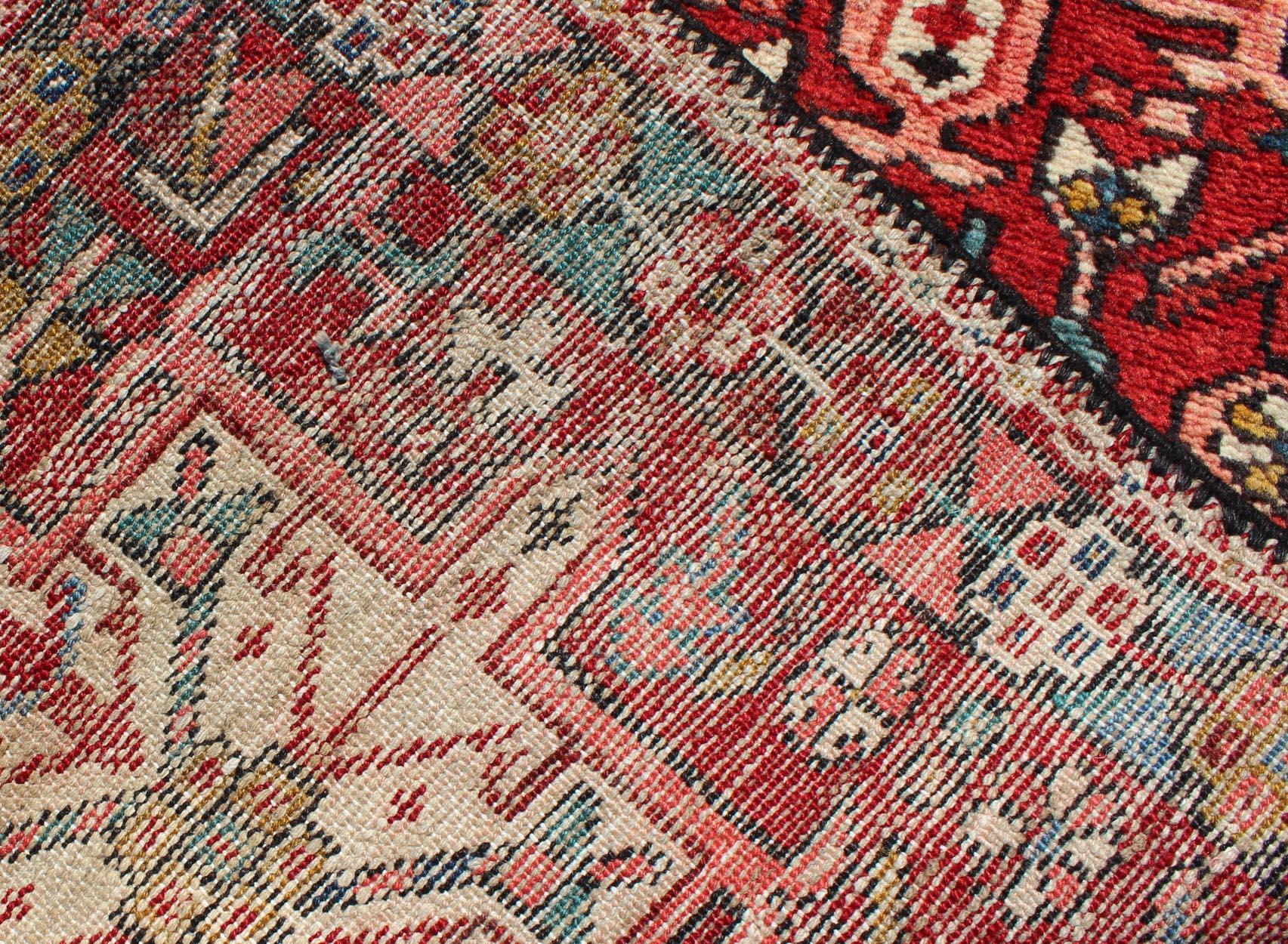 Semi-Antique Persian Karadjeh Narrow Runner in Jewel Colors In Good Condition For Sale In Atlanta, GA