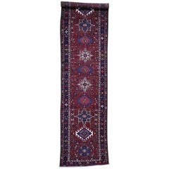 Semi Antique Persian Karajeh Pure Wool Wide Runner Hand Knotted Oriental Rug