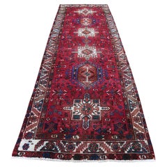Semi Antique Persian Karajeh Pure Wool Wide Runner Hand Knotted Oriental Rug