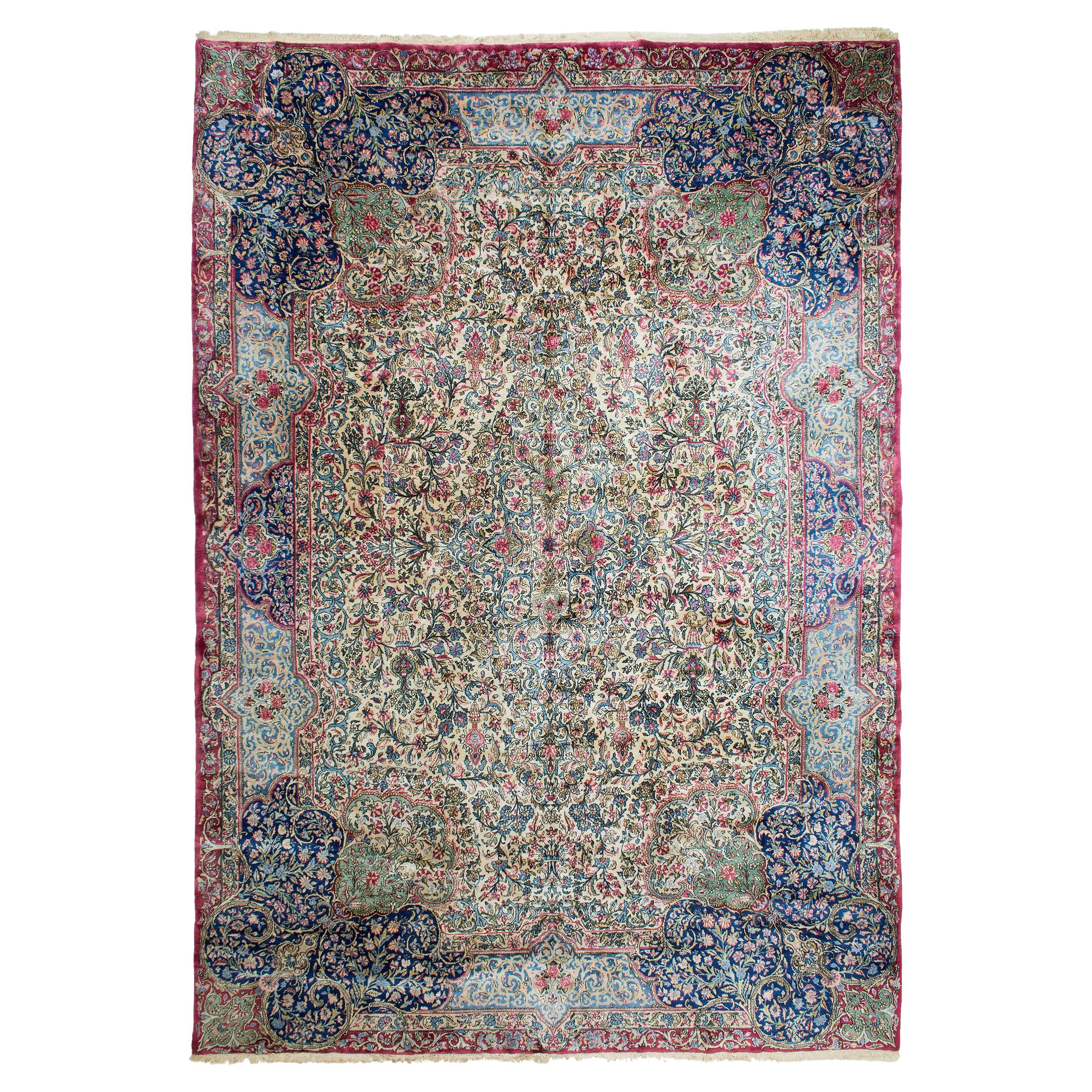 Semi-Antique Persian Kerman Carpet