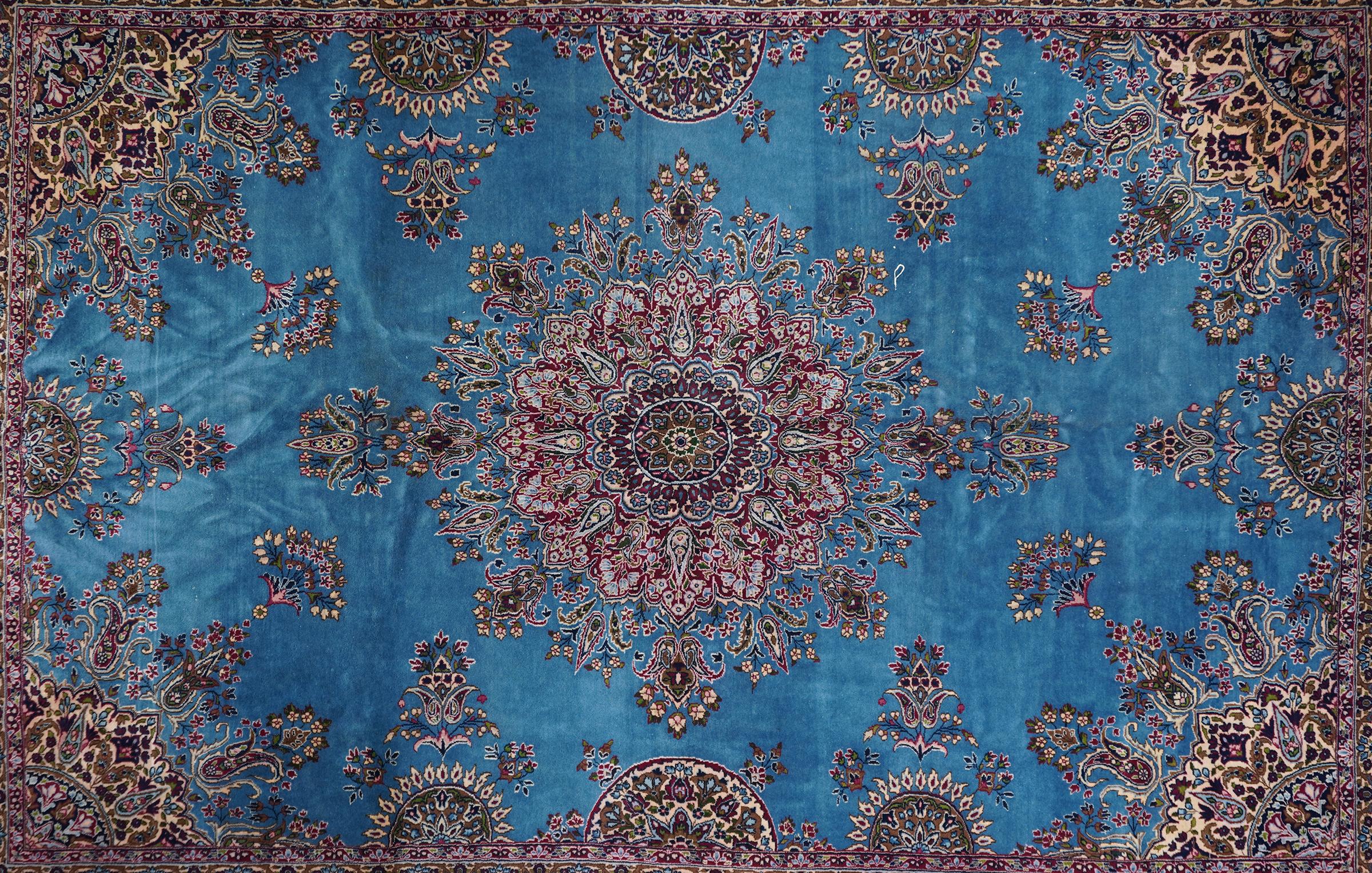 Vintage Kerman Rug 9'10'' x 13'7'' In Good Condition For Sale In New York, NY