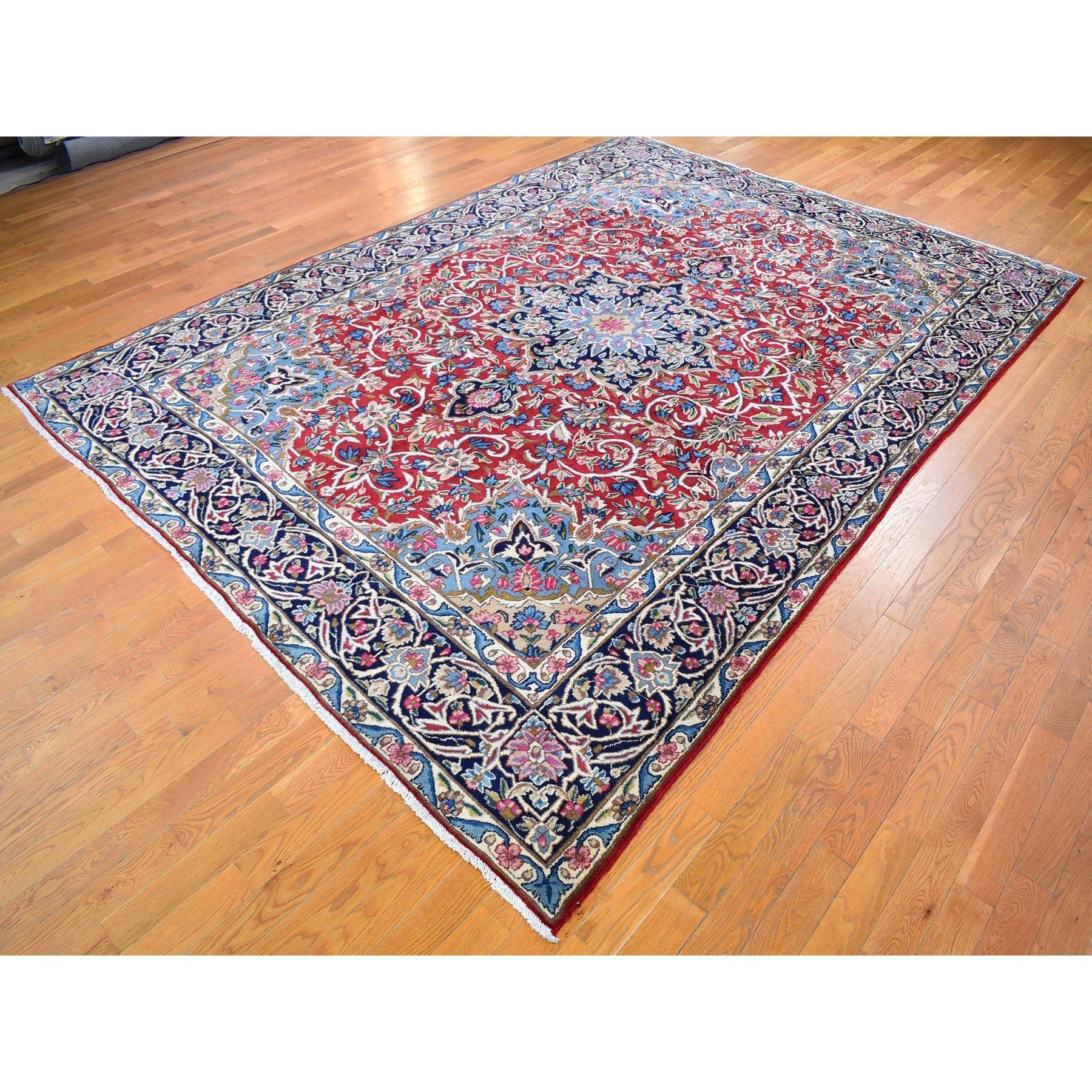 Hand-Knotted Semi Antique Persian Kerman Medallion Full Pile Oriental Rug