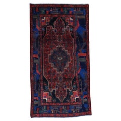 Semi Antique Persian Nahavand Hand Knotted Pure Wool Rug