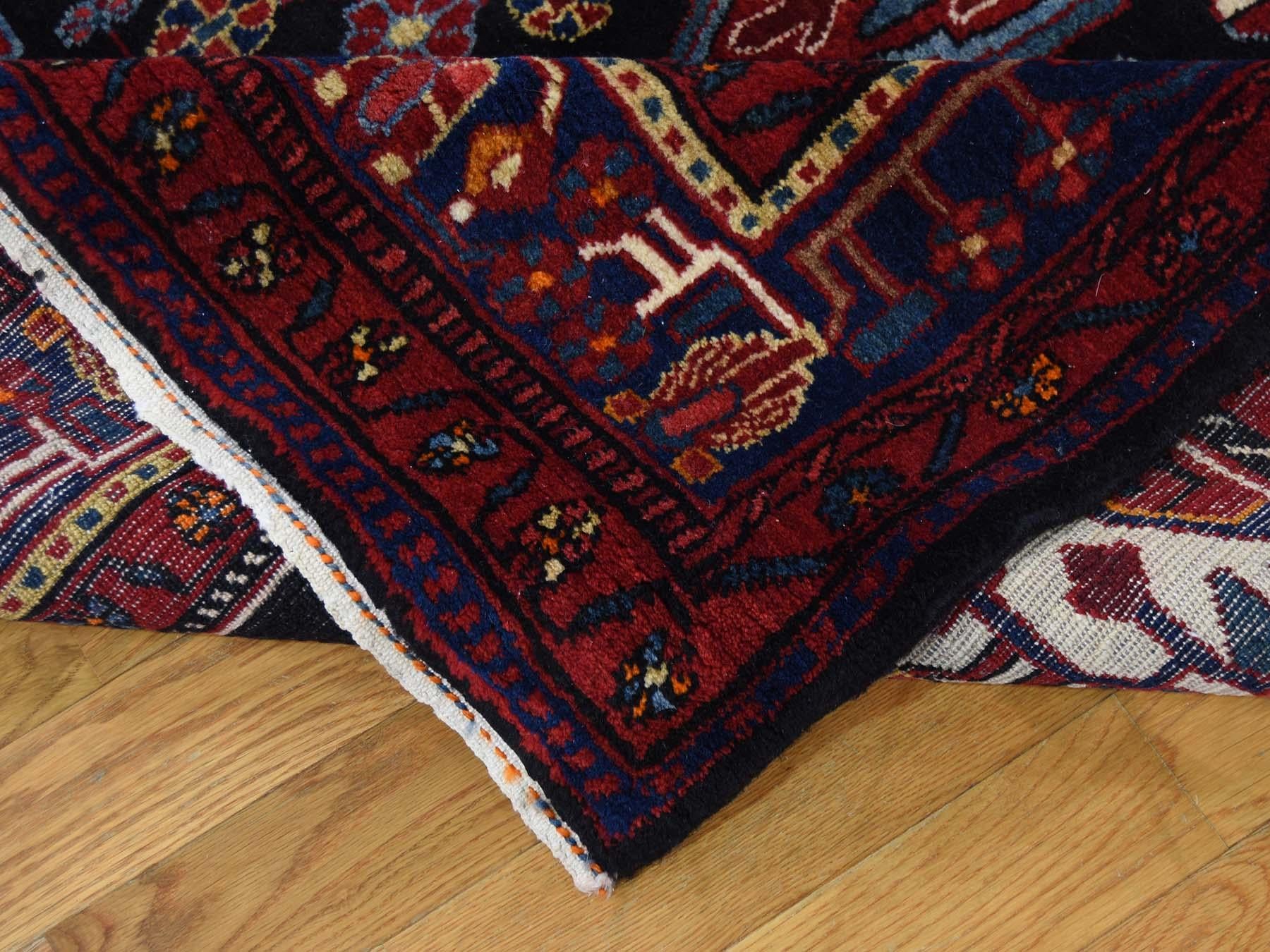 Late 20th Century Semi Antique Persian Nahavand Hand Knotted Wide Runner Rug