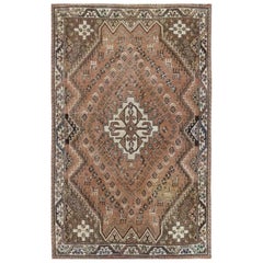 Semi Antique Persian Qashqai with Pictorial Design Crop Thin Handmade Wool Rug Semi Antique Persian Qashqai with Pictorial Design Crop Thin Handmade Wool Rug