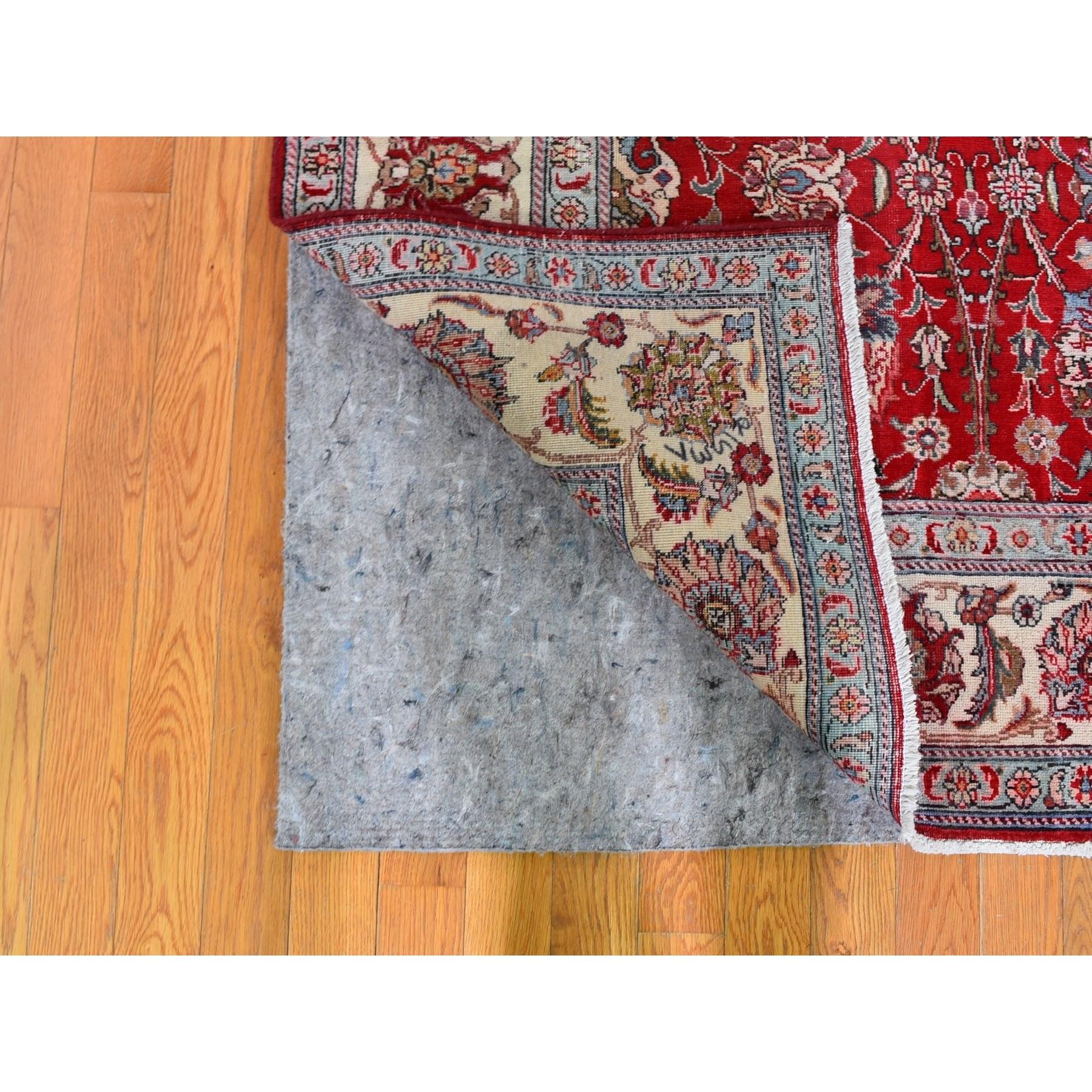 Medieval Semi Antique Persian Tabriz Hand Knotted Oriental Rug