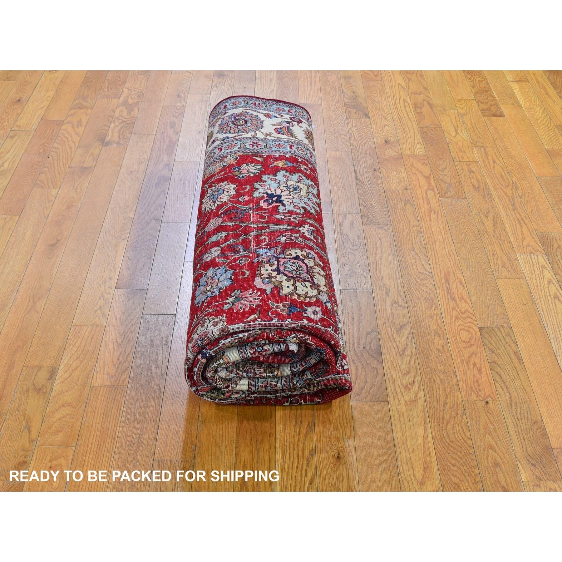 Late 20th Century Semi Antique Persian Tabriz Hand Knotted Oriental Rug For Sale