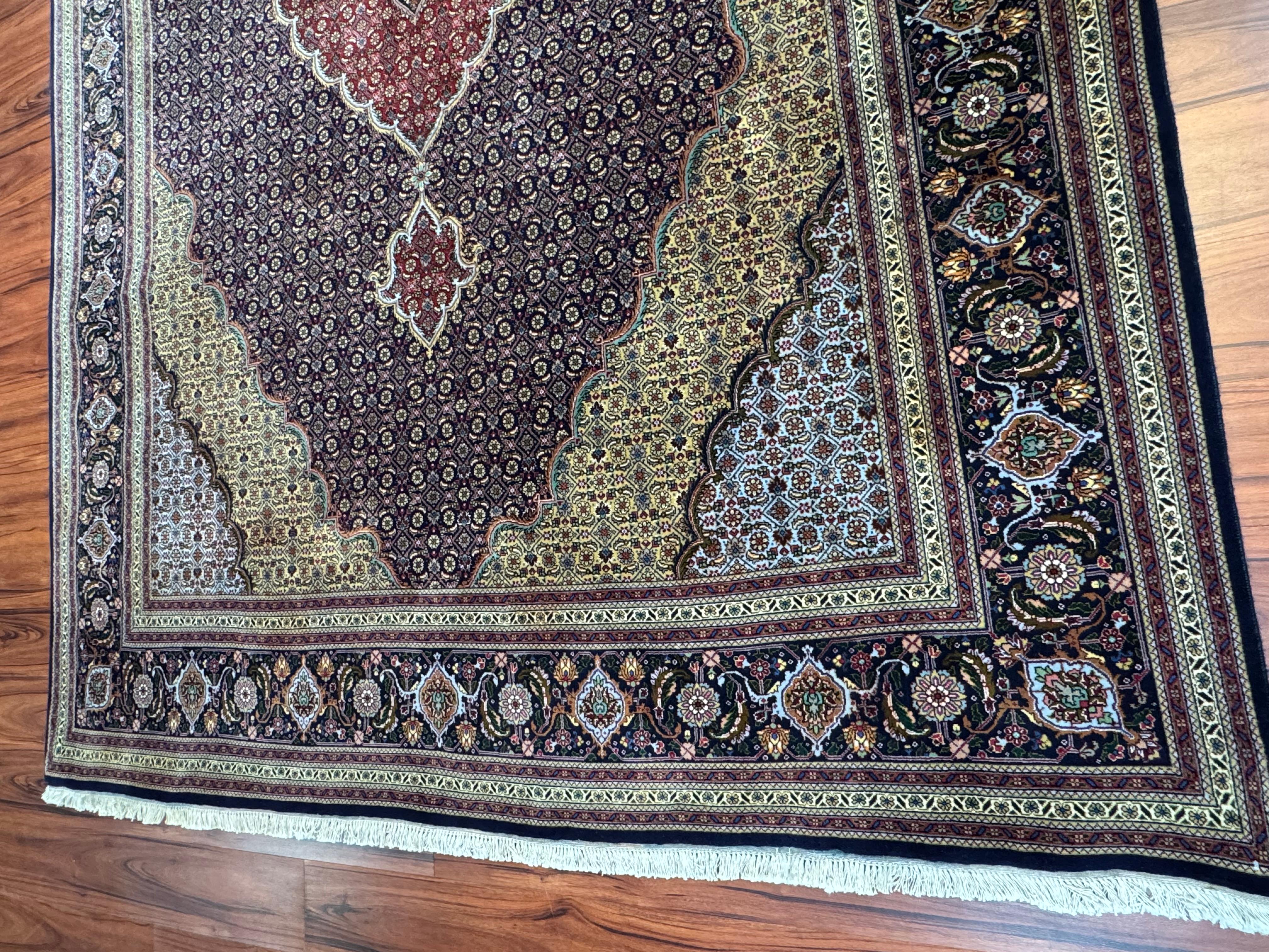 Laine Tapis persan semi-ancien Tabriz Mahi en vente