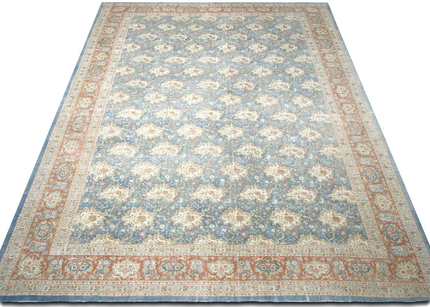 Milieu du XXe siècle Tapis persan Tabriz semi-ancien - 12'8