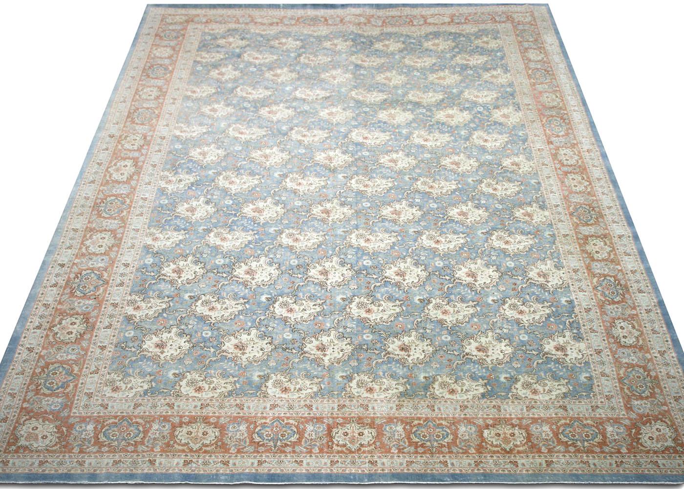 Laine Tapis persan Tabriz semi-ancien - 12'8