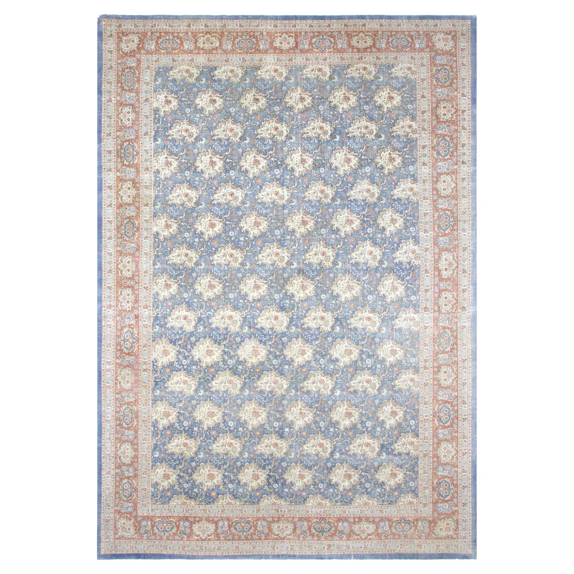 Tapis persan Tabriz semi-ancien - 12'8" x 18'1" en vente