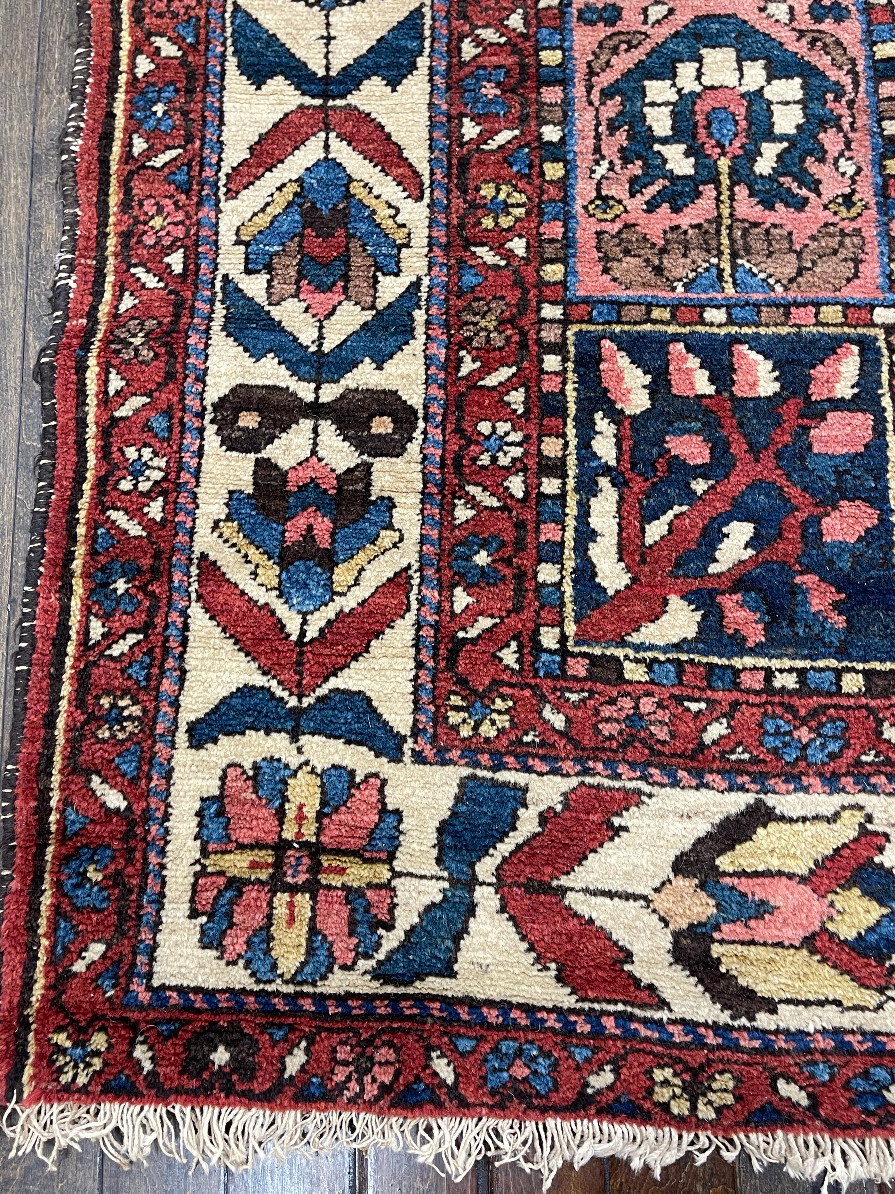 Wool Semi-Antique Persian Tribal Bakhtiari Rug circa 1940 For Sale