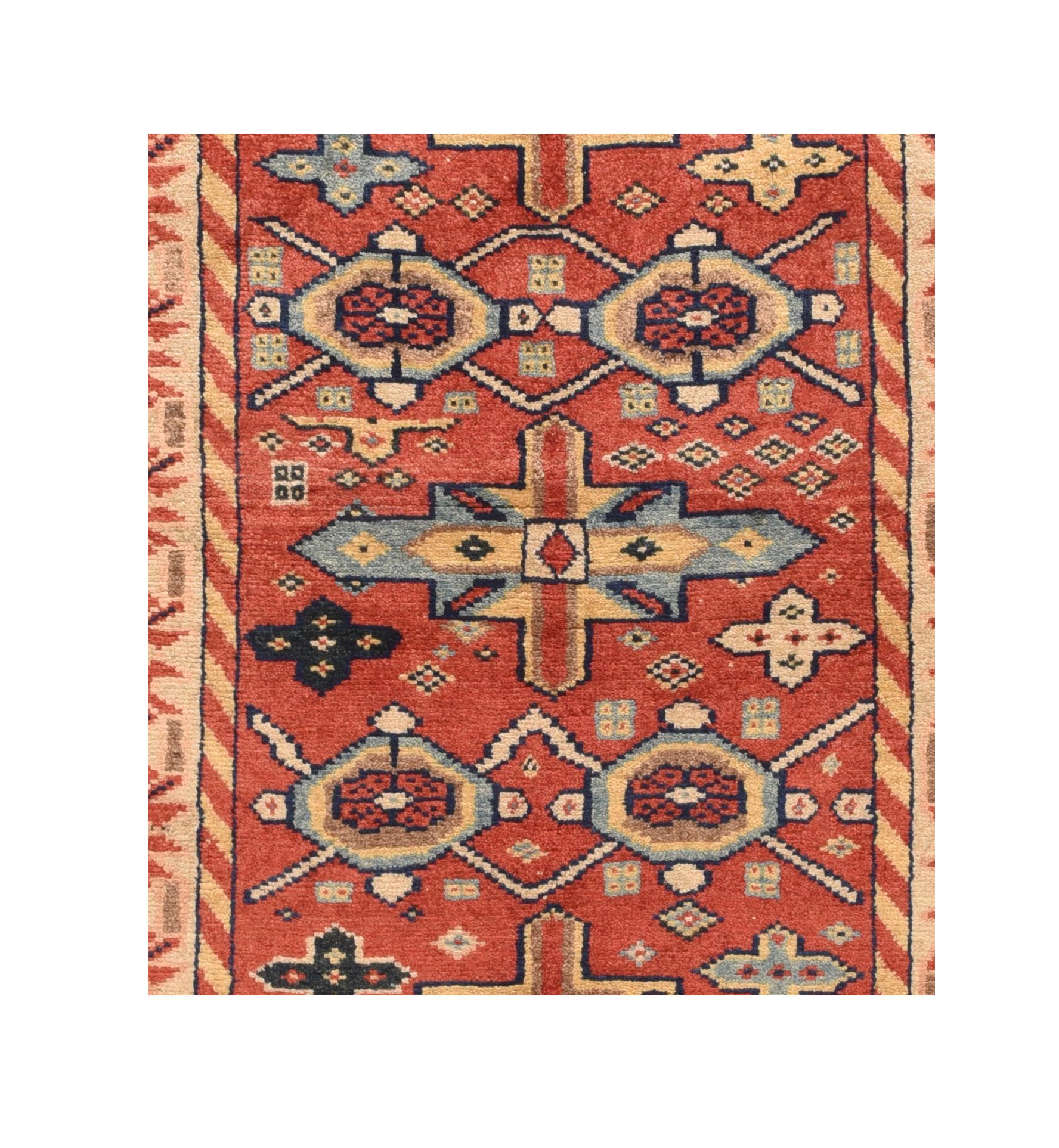 Hand-Knotted PAK Kazak Area Rug For Sale