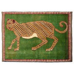 Tapis persan Yalameh des années 1950, léopard, Brown et crème, 3' x 5'