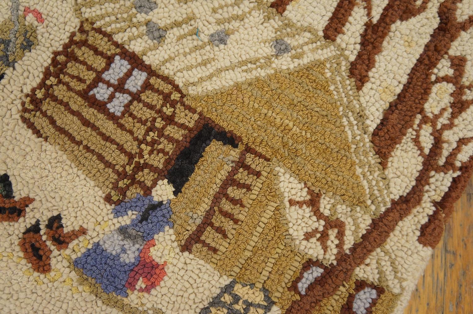 Tessuto a mano Tappeto pittorico semi-antico con Cabine nella neve 2'3