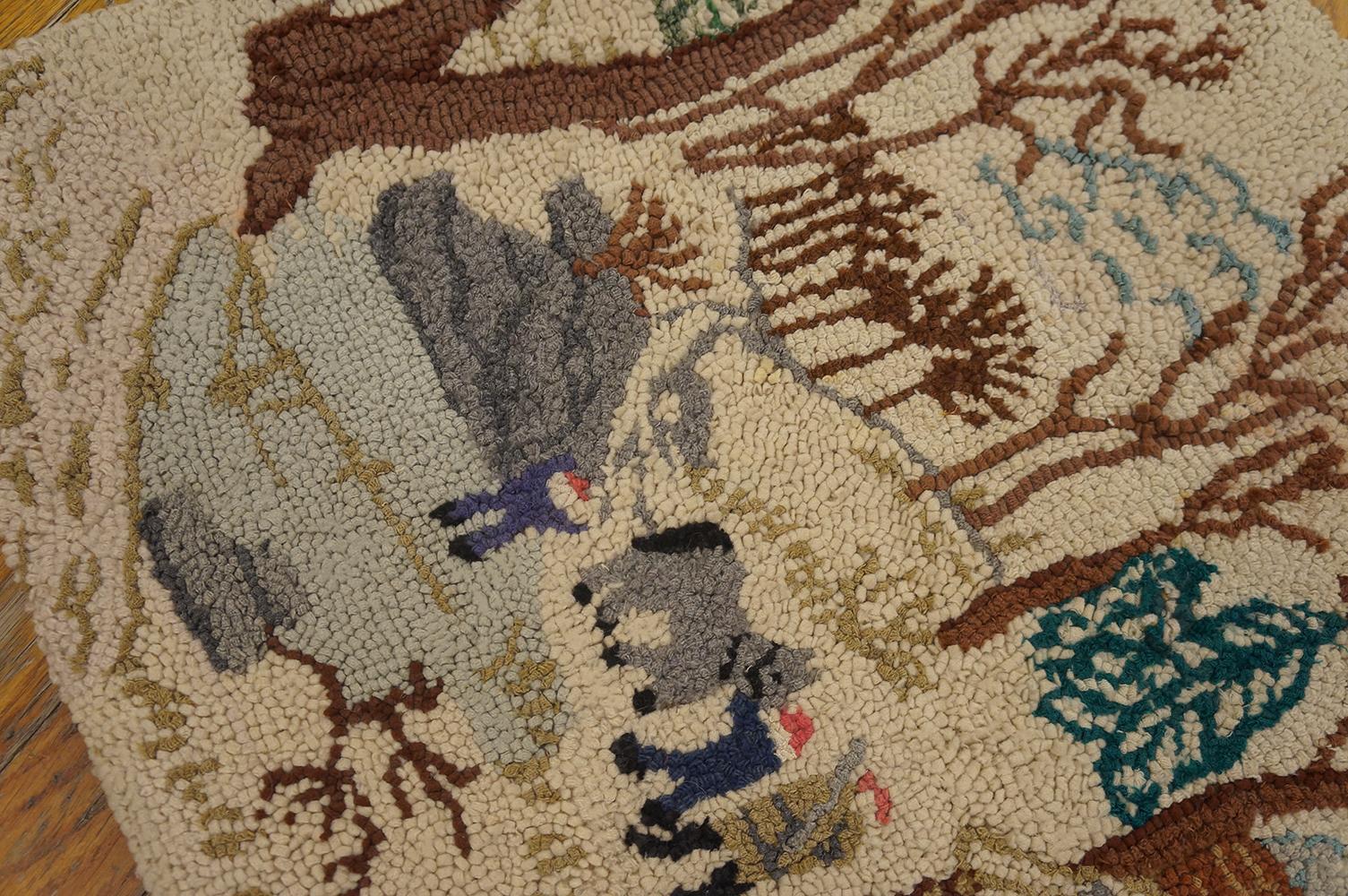 Metà XX secolo Tappeto pittorico semi-antico con Cabine nella neve 2'3