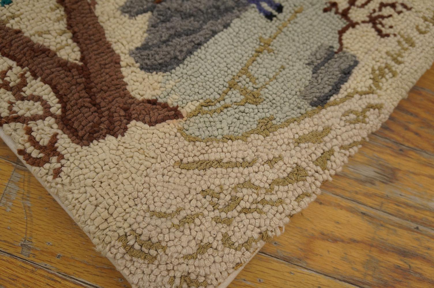 Tappeto pittorico semi-antico con Cabine nella neve 2'3