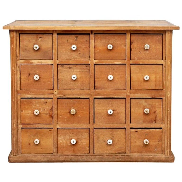 Semi Antique Pine 16Drawer Apothecary at 1stDibs 16 drawer