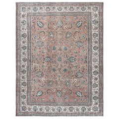 Semi Antique Pink Persian Tabriz Design Bohemian Oriental Rug Semi Antique Pink Persian Tabriz Design Bohemian Oriental Rug