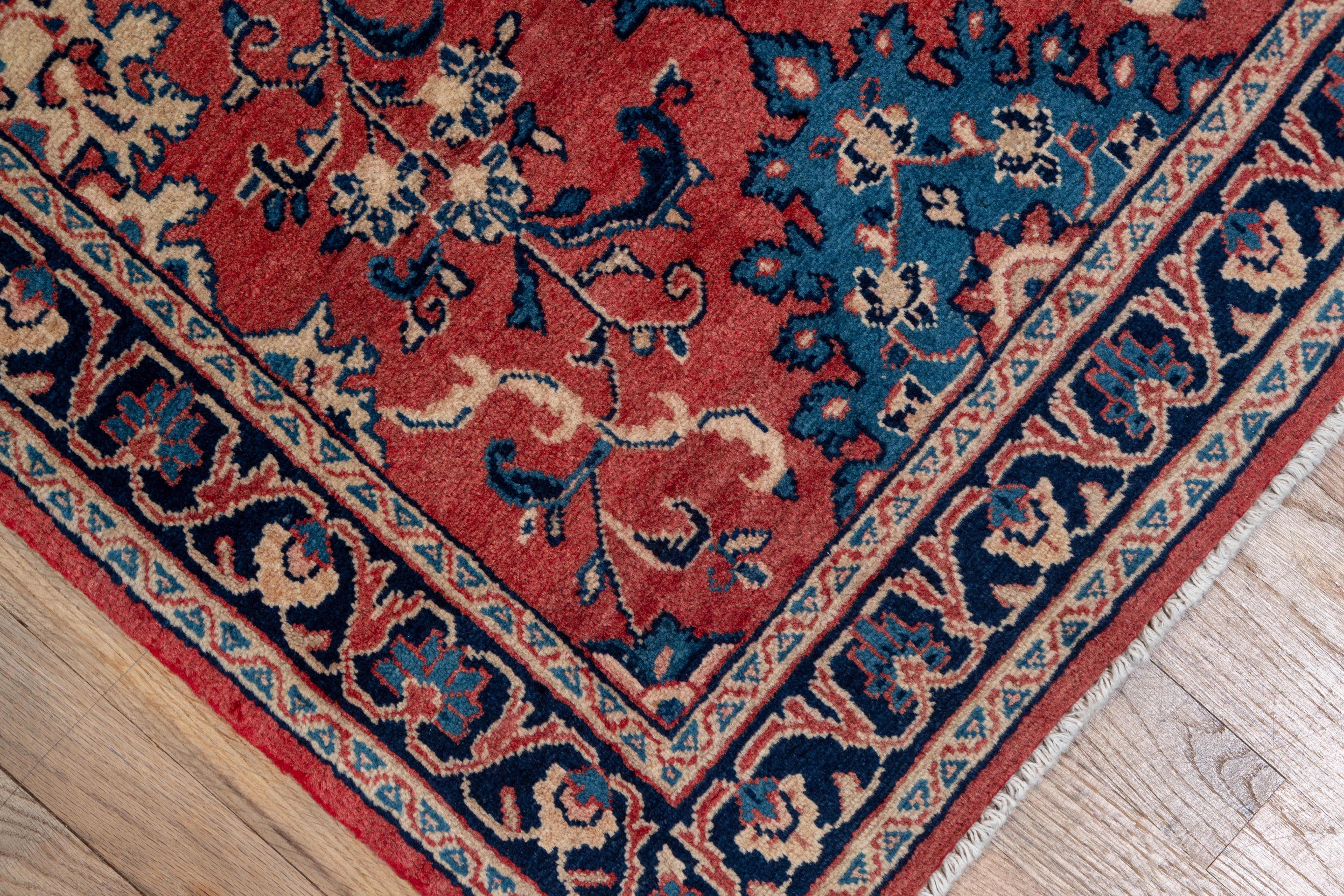 Hand-Knotted Semi Antique Red Sarouk Runner For Sale