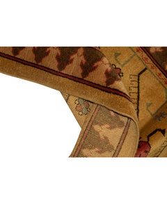 Traditional Handwoven Luxury Wool Semi Antique Gold Rug.