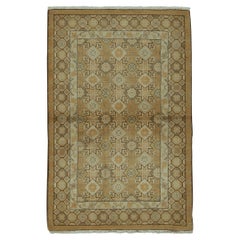  Traditional Handwoven Luxury Wool Semi Antique Camel Rug.