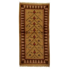  Traditional Handwoven Luxury Wool Semi Vintage Gold Rug.