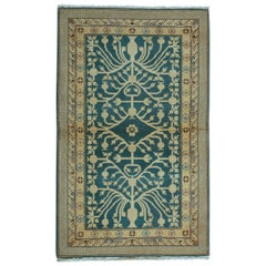  Traditional Handwoven Luxury Wool Semi Antique Blue Rug.