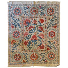 Semi-Vintage Russian Uzbekistan Suzani - Embroidery Linen & Silk, 3x4, 1960