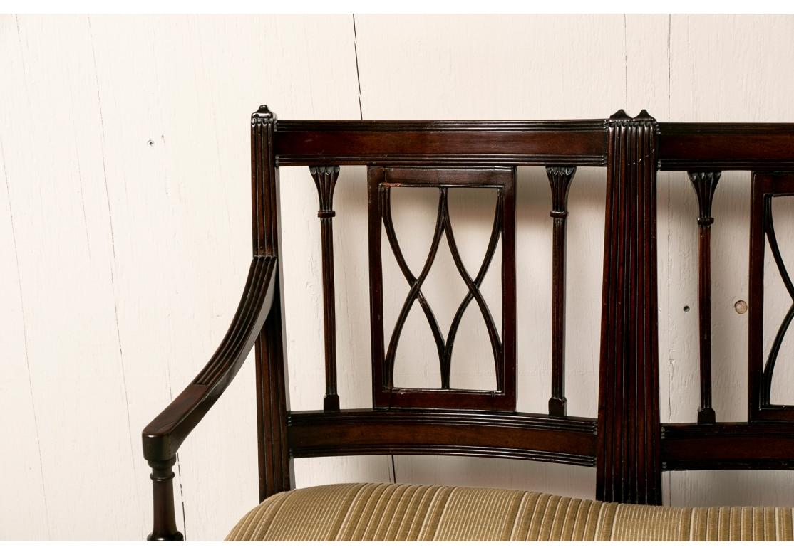 Semi Antique Sheraton Style Carved Mahogany Settee For Sale 5