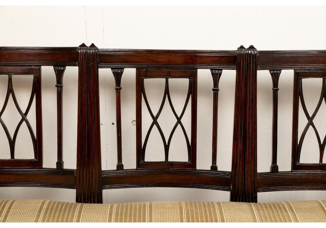 Semi Antique Sheraton Style Carved Mahogany Settee For Sale 1