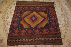 Semi Antique Square Hand-Knotted Flatweave Kilim Rug