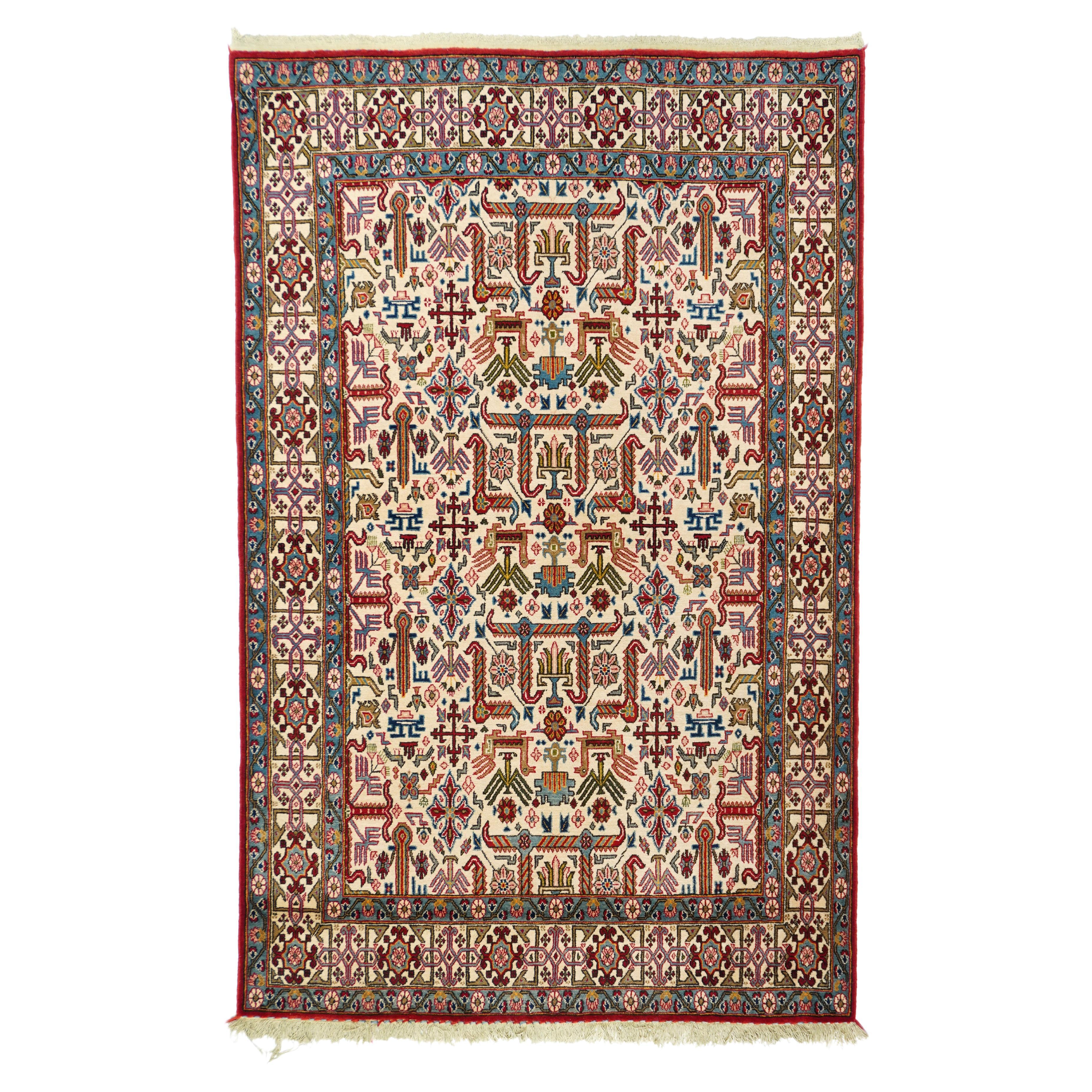 Feiner persischer Teheran-Teppich im Vintage-Stil 4'4'' x 6'8''